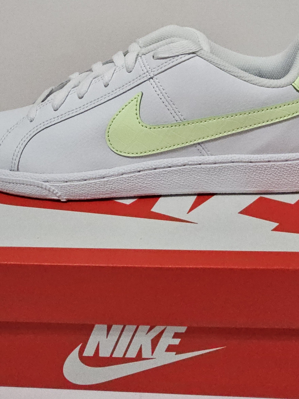 Nike Women's Court Royale White Sneakers with Neon Green Swoosh